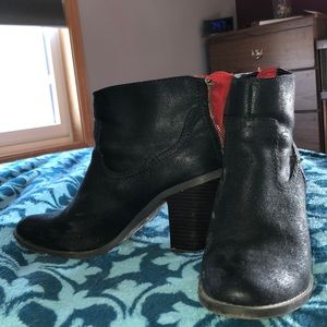 Black faux leather booties